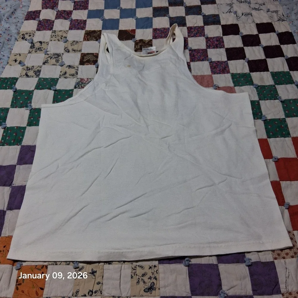 Vintage Nike Tank Top 90s Y2K‎ Size Large White Big Swoosh Check Logo
